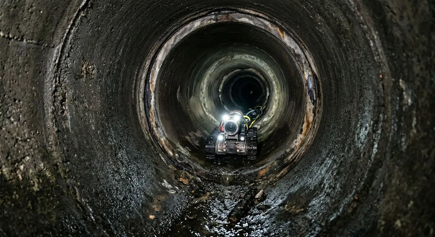 Robotic sewer camera inspecting pipe interior for Sewer Line Cleaning in Brooksville